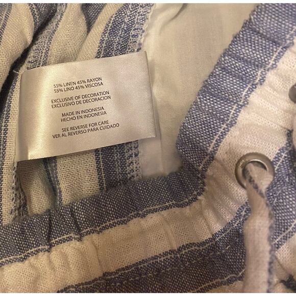 Gap Linen Shorts S Blue White Stripe Drawstring Pockets Casual Lightweight - Picture 7 of 8